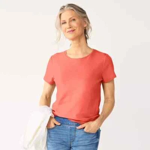 Croft & Barrow Essential Damen-T-Shirt mit Rundhalsausschnitt einfarbig mehrere Größen & Farben - Bild 1 von 6