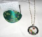 ORIGAMI OWL ROUND SILVER FILIGREE PENDANT NECKLACE CHRISTMAS CHARMS & POUCH