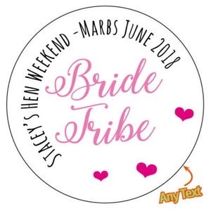 BRIDE TRIBE PERSONALISED hen party do weekend night gift bag stickers labels 667 - Picture 1 of 3