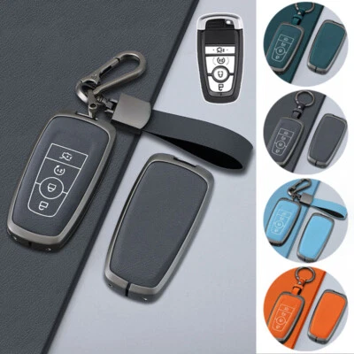 Zinc Alloy Leather Car Key Fob Case Cover For Ford Explorer Focus Mustang Mondeo - Изображение 1 из 4