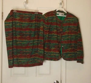 Anne Crimmins for Umi Collections Skirt Top Set Woman's Size 16 Multicolor Silk - Picture 1 of 2