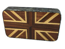 Handmade Wood Veneer Shell Inlaid Union Jack England Clutch Bag Brown