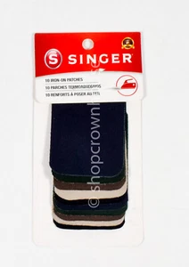 Singer Iron-On Twill 10 Patches 2" x 3" Dark Colors #00091 pack - Picture 1 of 2