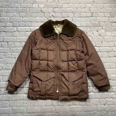 Vintage Comfy Puffer Coat Goose Down Size M/L Brown Faux Fur Trim Western *Read - Image 1 of 4
