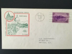 PUERTO RICO, U.S. Possession, pic of San Cristobul, 1937 First Day of Issue, San - Picture 1 of 1
