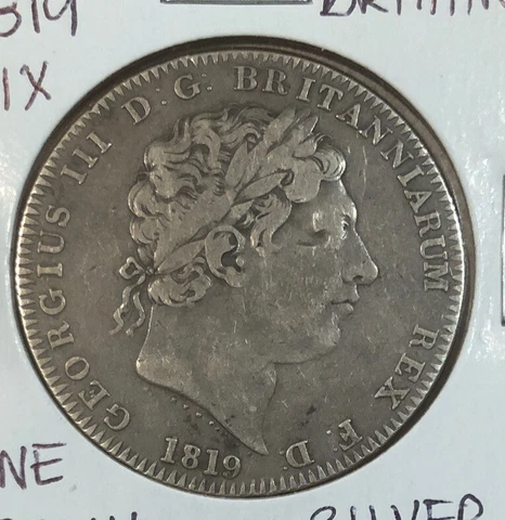 1819 LIX United Kingdom Great Britain 1 CROWN .925 Silver Coin-George III-KM#675 Cover