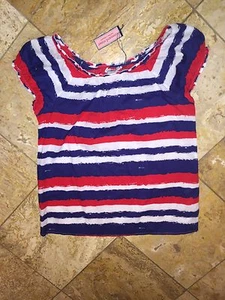 Nwt Vineyard Vines America Sexy Schulterfrei Gestreift Tunika Bluse Damen M - Picture 1 of 6