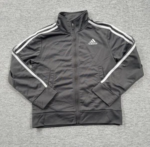 Adidas Track Jacket Youth Kids Size 8 Gray Full Zip Pockets Sports - Picture 1 of 5