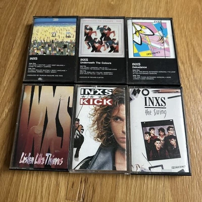 INXS 6 Cassette Tape Lot Dekadance Listen Like Thieves Kick the Swing Underneath - Image 1 of 4