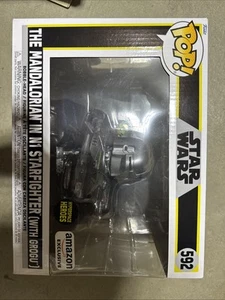 Funko Pop! The Mandalorian in N1 Starfighter with Grogu from Star Wars 592 New - Picture 1 of 6