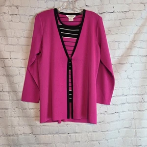 Misook Damen Strick Cardigan Set - Knopfleiste Cardigan ärmellos Tank Gr. SM P - Bild 1 von 15