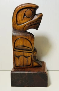 Hand Carved Wooden “Eagle” Joe Becker Musqueam Indian Reserve Vancouver B.C 8” - Picture 1 of 11