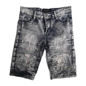 Boys 7 Dark Blue Acid Washed Distressed Ridge Long Shorts - Picture 1 of 7