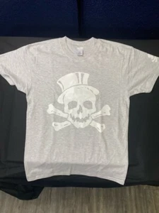 LARGE - REBEL SKATES, Totenkopf mit Zylinder, graues Tshirt, T-Shirt - Bild 1 von 2
