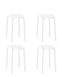 White Strong Stackable Multi Purpose Stool 4 Piece -Ikea MARIUS 45cm - Picture 1 of 9