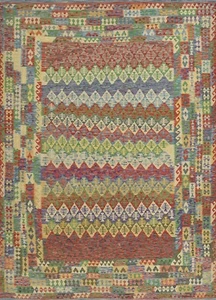 Tribal Kilim 8’7” x 11’11” Multicolor Wool Geometric Handwoven Oriental Rug - Picture 1 of 15