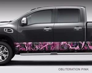 Camo "Obliteration Pink" Rocker Panel Graphic Decal Wrap Kit Truck SUV - 6 Sizes - Picture 1 of 4