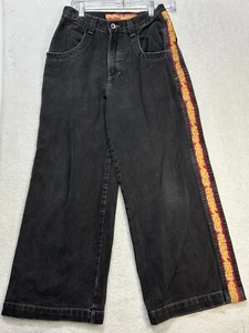 JNCO Boys Size 16 Boomer #1510 Y2K Striped Dark Wash Wide Leg High Rise Jeans - Picture 1 of 11