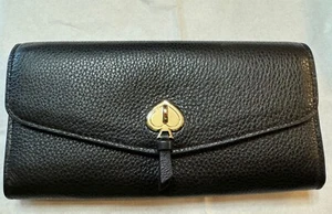 Neu mit Etikett Kate Spade Marti große schmale Geldbörse aus genarbtem Leder mit Klappe schwarz K6402 schwarz K6402 schwarz 001 - Bild 1 von 10