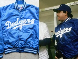 LA Dodgers 80s STARTER satin bomber jacket L blue MLB baseball vintage - Picture 1 of 15