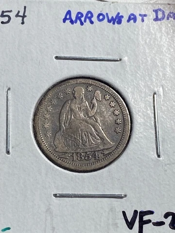 1854 w/arrows Seated Dime, Better Date, Free shipping Cover
