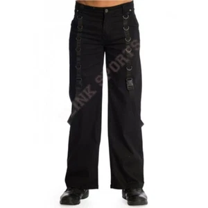 Men Gothic Wide Leg Black Trouser Straps D-Rings Detachable Bondage Straps Pants - Picture 1 of 4