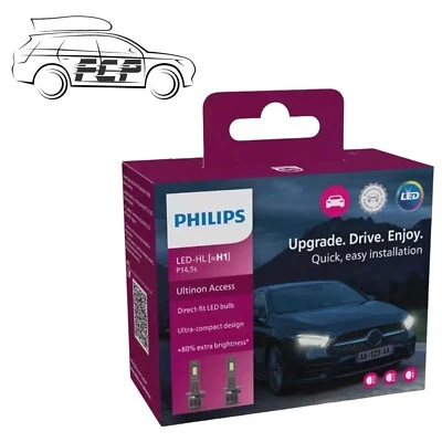 Philips Ultinon Access LED Car Headlight Bulbs H1 (Twin Pack) 11258U2500CX - Image 1 of 3