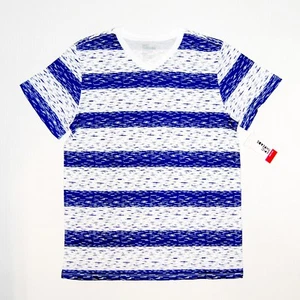 Camicia Ragazzo Epic Threads Maniche Corte Scollo V Rigato Bianco Blu Tg L XL NUOVA CON ETICHETTE - Foto 1 di 4