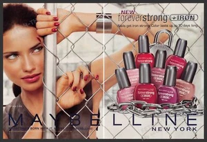 Maybelline Cosmetic 2000s Print Advertisement (2pg centerfold) 2004 Adriana Lima - Picture 1 of 1