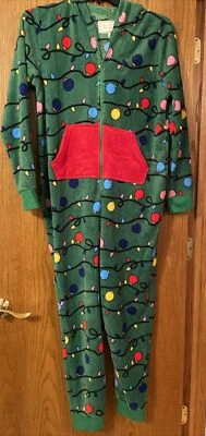 Рождественский цельный флисовый наряд унисекс для взрослых с подсветкой и орнаментальным узором - Изображение 1 из 4