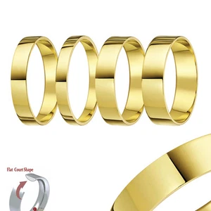 9ct Yellow Gold Ring Flat Court Shaped Wedding Bands Solid & Hallmarked Rings - Picture 1 of 6