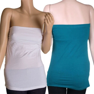 Women's Solid Basic Tube Top Shirred side design Elastic band at the bust  8134 - Image 1 of 4