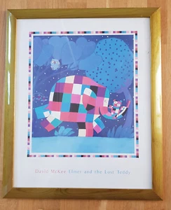 David McKee Elefant Elmar und seine Freunde Bild Holz Kinderzimmer 45,5 x 56 - Bild 1 von 3