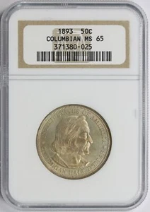 1893 50c Columbian Silver Half Dollar NGC MS65 - Picture 1 of 4