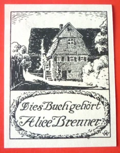 Exlibris, Bookplate " Alice Brenner " Haus, Gebäude - Imagen 1 de 1