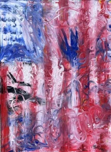Quadro olio originale bandiera americana astratta di Melissa Bollen 4 luglio - Foto 1 di 8