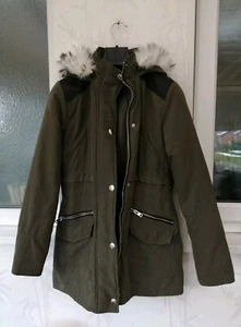 Girls NEW LOOK Coat With Removable Fur Trim Age 12-13 Warm Winter Parka Jacket - Picture 1 of 13
