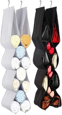 JUNELILY Heavy-Duty Hanging Handbag Organizer w/ 11 Pockets (2PK Black & Gray) - Image 1 of 4