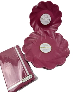 (3) Sophistiplate Eco Friendly Bamboo Fiber Plates + Napkins, RED Party/Dinner - Picture 1 of 7