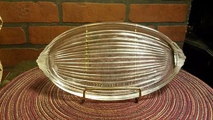 Pressglas Waschtisch Tablett - mattierte Rollgriffe - 9 1/2" mal 5" Vintage - Bild 1 von 5