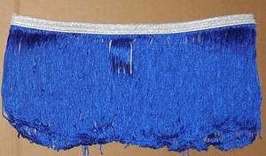 NWT Royal Blue Fringe Skirt w/ Silver Hologram Foil Waist Band Girls Small - Picture 1 of 3