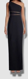 $395 Liv Foster Women's Black Asymmetric One-Shoulder Crepe Gown Dress Size 8 - Picture 1 of 4