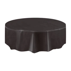 213cm Diameter Solid-colored Plastic Tablecloth Disposable Round Table Cover - Picture 1 of 12