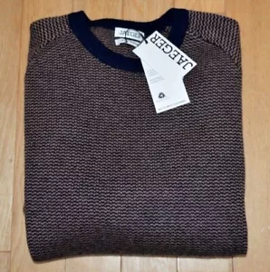 New Jaeger Wool With Cashmere Patterned Navy Mix Jumper Sz L & 2XL rrp £99 - Picture 1 of 5