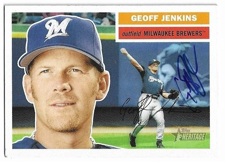 GEOFF JENKINS Autographed Signed 2005 Topps Heritage card #196 Milwaukee Brewers - Image 1 of 1