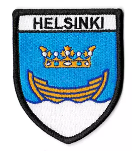Aufnäher Helsinki Aufnäher gestickt Wappen Finnland Patch Thermoaufkleber Souvenir - Bild 1 von 7