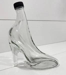 8.5” Vintage Clear Glass Ladies High Heel Shoe Bottle Liquor Wine Decanter w Cap - Picture 1 of 9