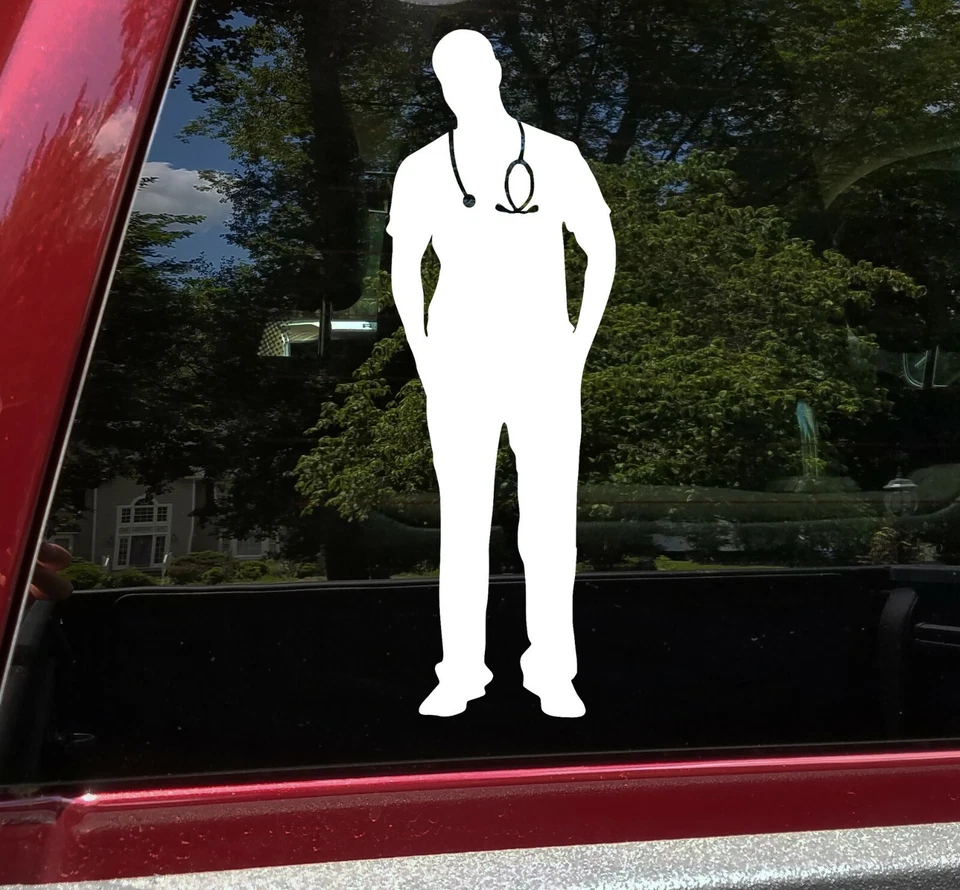 MINGLEWOOD TRADING Healthcare Worker Vinyl Decal | Male Medical Nurse ER Doctor | Die Cut Sticker