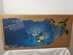 Indiana Glass Diamond Point 7 Piece Beverage Set NIB - Picture 1 of 7