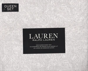 Juego de sábanas Ralph Lauren Queen Soma gris cachemira 4 piezas cabaña blanca campo - Imagen 1 de 4